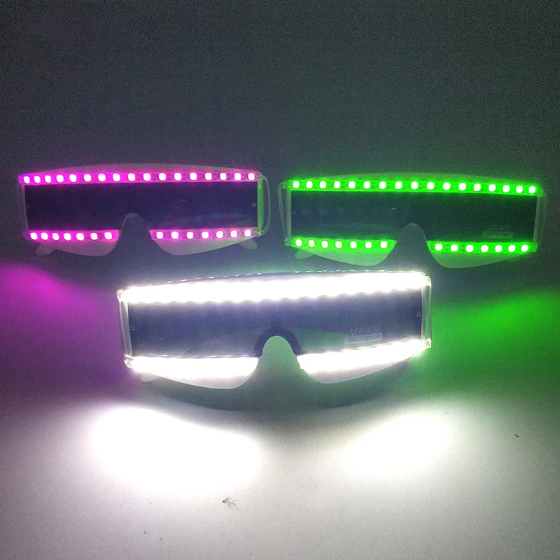 

Novelty Robot Led Glasses Flashing Glasses Halloween Christmas Carnival Bar Club Neon Accessories Luminous Futuristic Glasses