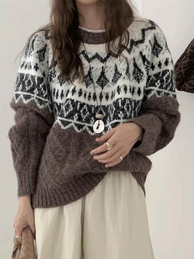 Thiened Cisas Año Nuevo suéter de punto rojo mujer perezoso Sle redondo Ne Commute viento Otoño Invierno nueva llegada