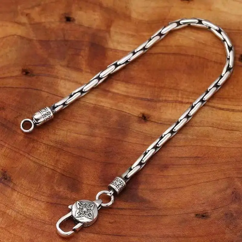 100% S925 Sterling Silver Retro Ethnic Luxury Swastika Bracelet Men And Women Domineering Bracelet Party Gifts Bangle