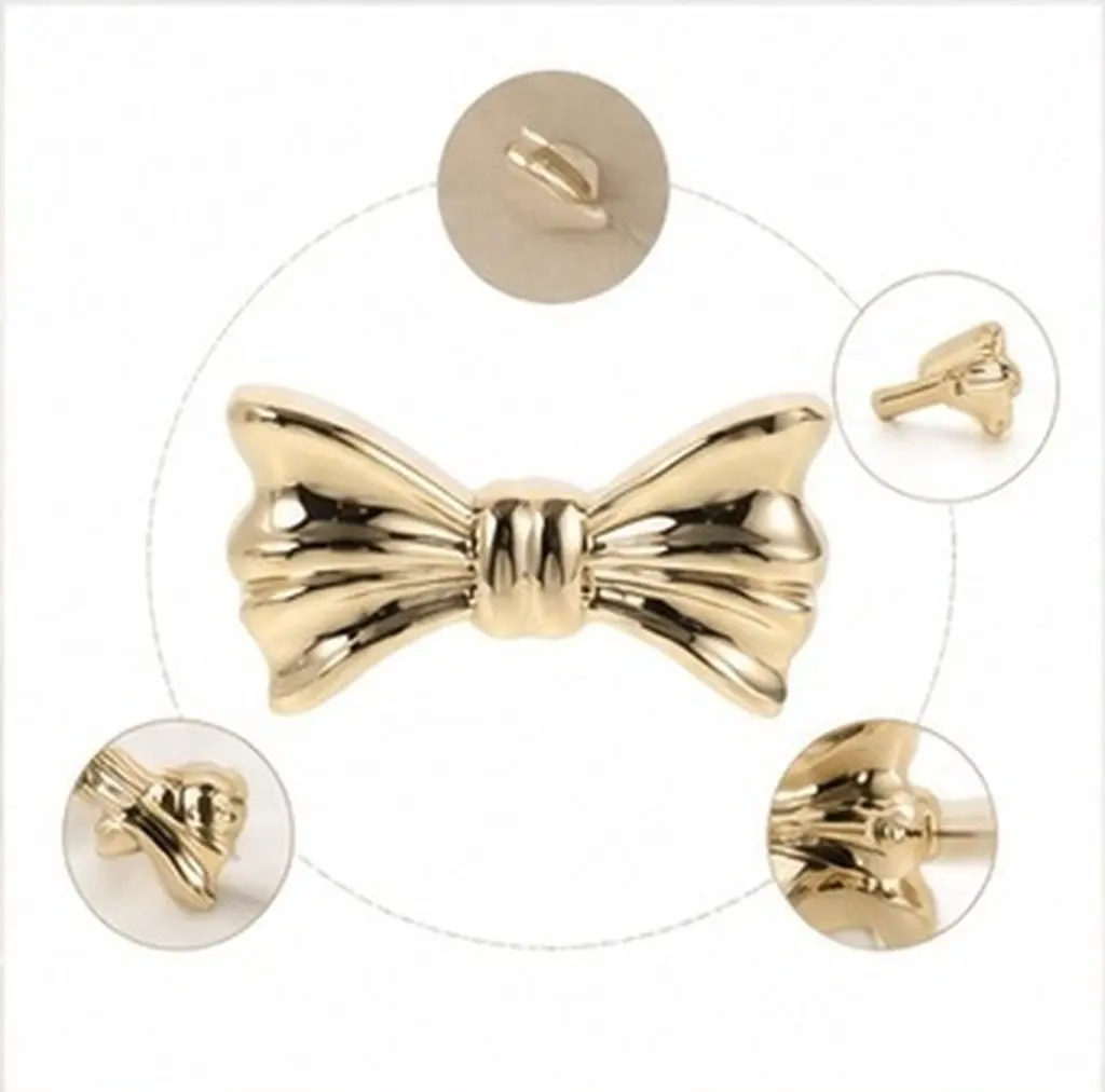 Bow Cabinet Handles Brass Gold Drawer Knobs for Dresser Wardrobe Cupboard Kitchen Furniture Vintage French Design User Friendly