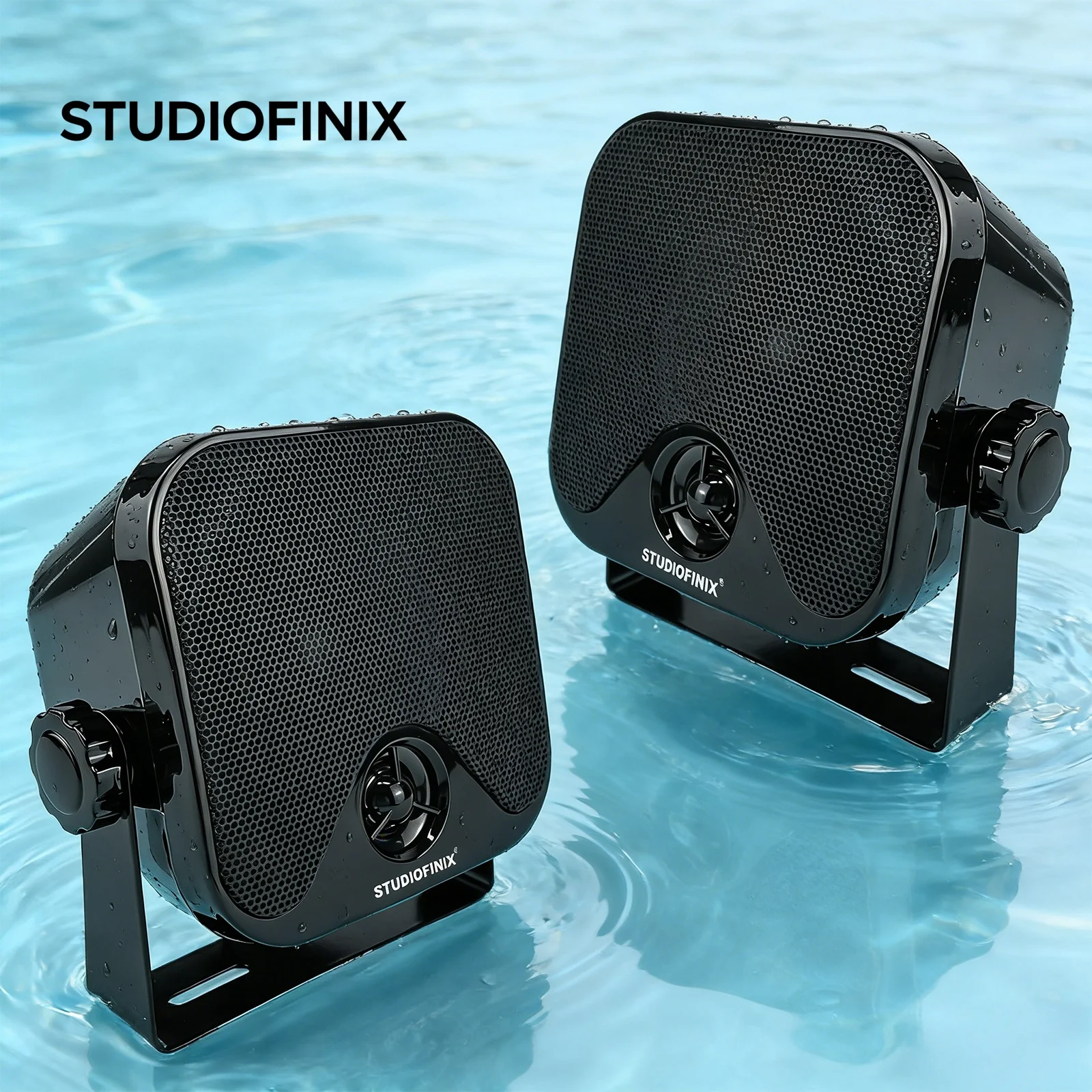 STUDIOFINIX 4inch 160W IPX6 Waterproof Marine Speakers Heavy Duty HD Audio Outdoor Speakers Fit ATV UTV Boat Truck Jeep (1Pair)