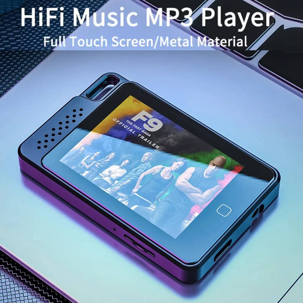 32GB/64GB Hifi MP3 Player 2.4inch Bluetooth 5.0 Full Touch Screen MP4 Audio Player Built-in Speaker Recording E-Book Video