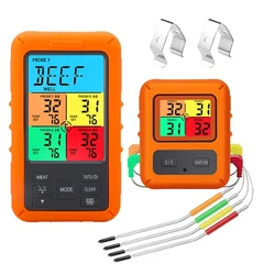 Digital Barbecue Meat Thermometer For Oven Thermomet With Timer 4 Probes Temperature Alarm Kitchen Thermometer