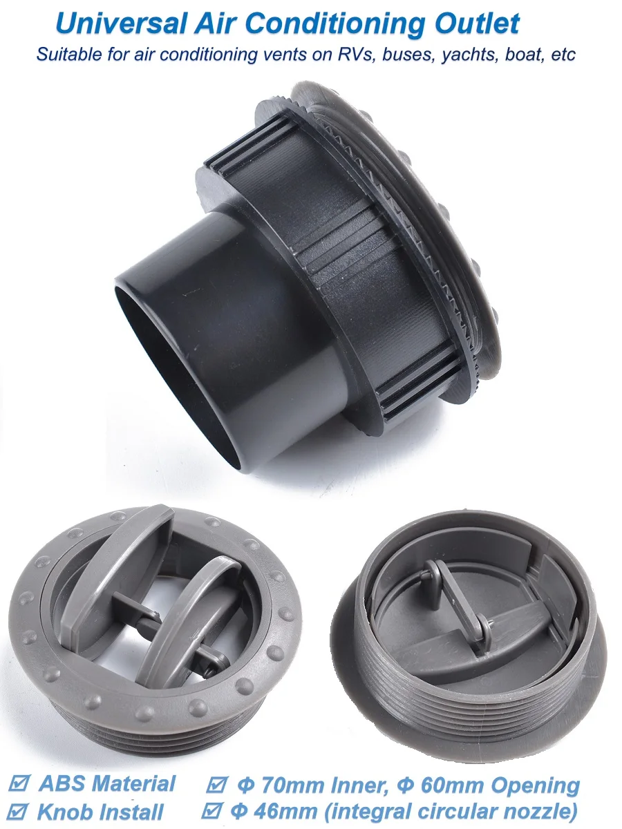 ∅60mm RV Exhaust Ventilation Outlet ABS Circular Universal Air Conditioning Vent for Motorhome Caravan Camper Van Bus Boat Yacht