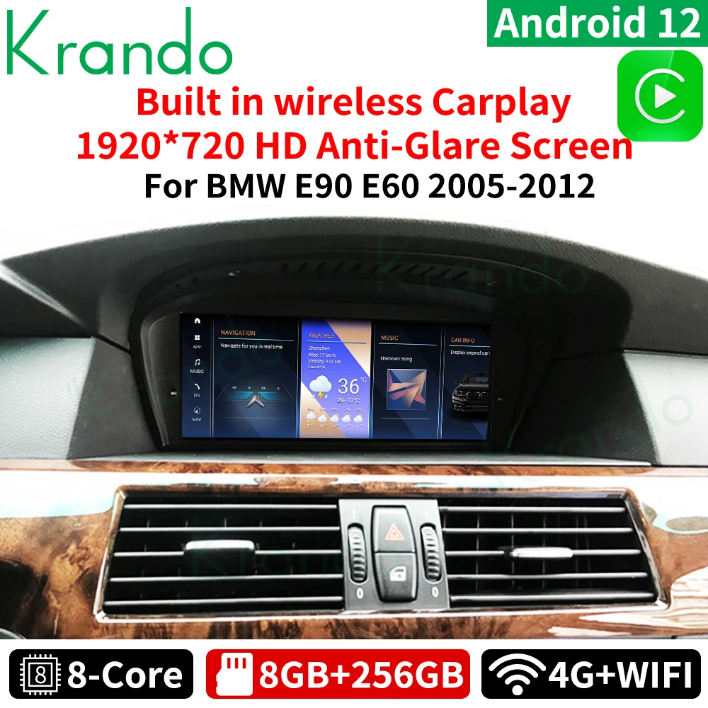 Krando 8.8'' Navigation GPS Autoradio For BMW 5 Series E60 3 Series E90 2005 - 2012 Android Car Radio Wirless Carplay Stereo