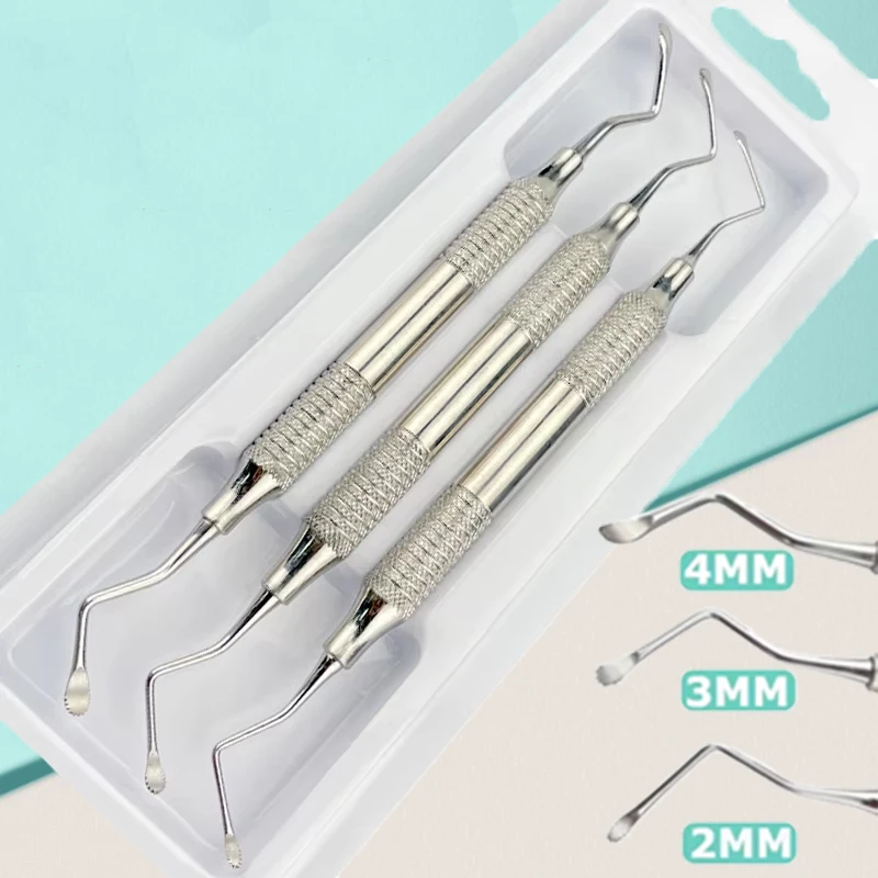 

3Pcs Dental Jagged Curette Kit - Professional Implant Tools for Dentists Periodontal Bone Curette Set for Dental Surgery