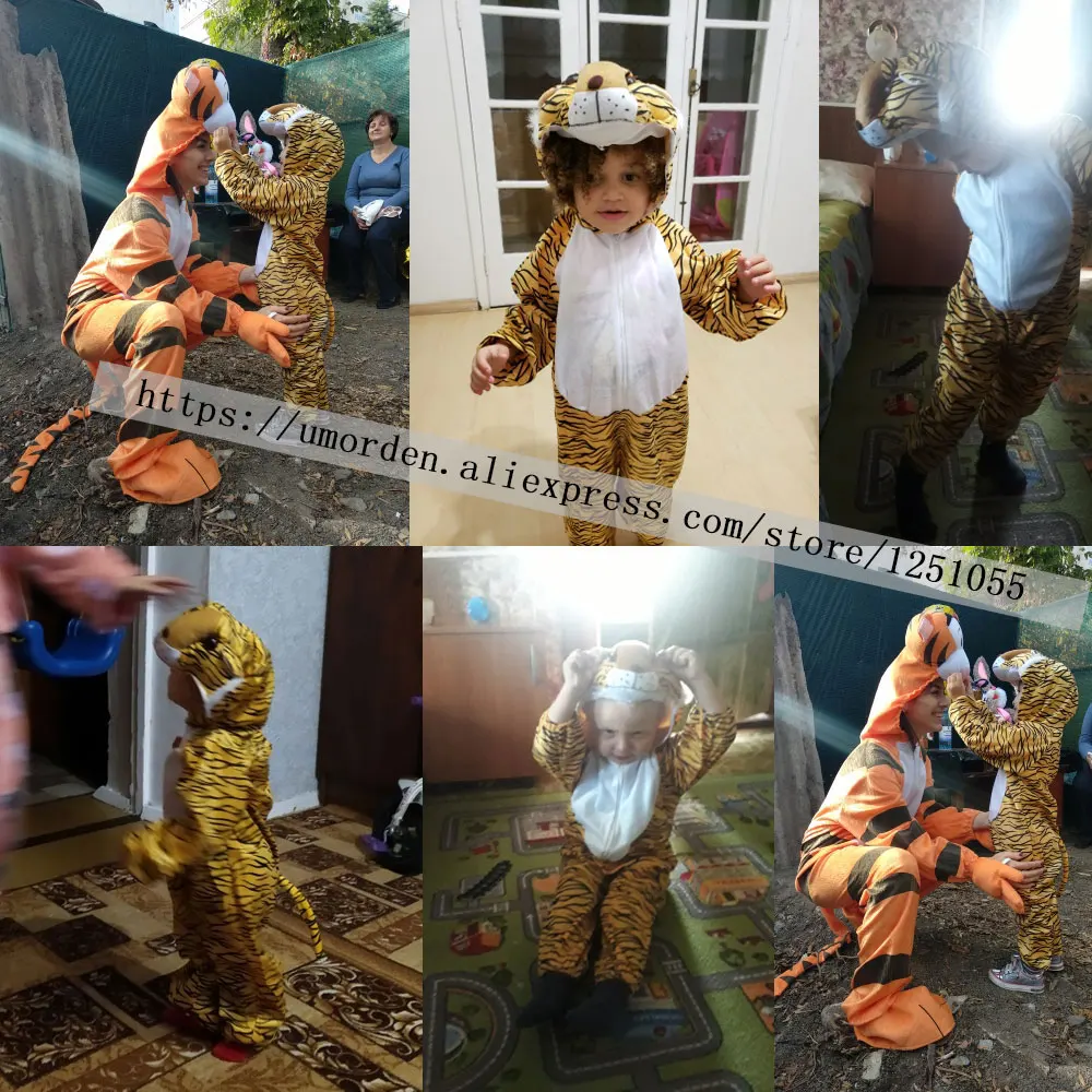 Umorden Kinder Kinder Tier Kostüm Cosplay Dinosaurier Tiger Elephant Halloween Tiere Kostüme Overall für Jungen Mädchen