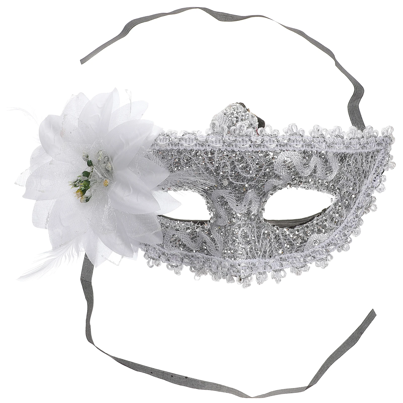 

Red Venetian Lace Face Mask Rhinestones Lily Flower Decor Halloween Masquerade Costume Party Cosplay Mask Elegant Attractive