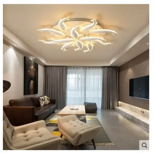 Modern minimalist fish jump gantry art living room led ceiling lamp bedroom room lamps