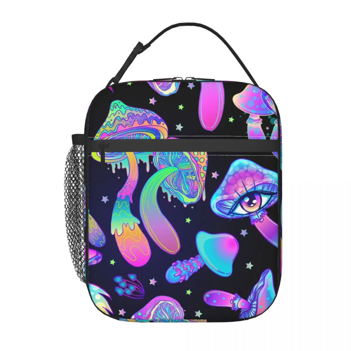 Magic Mushroom Trippy Psychedelic Neon Pastel Goth Insulated Lunch Bags for Women Resuable Thermal Cooler Food Lunch Box School