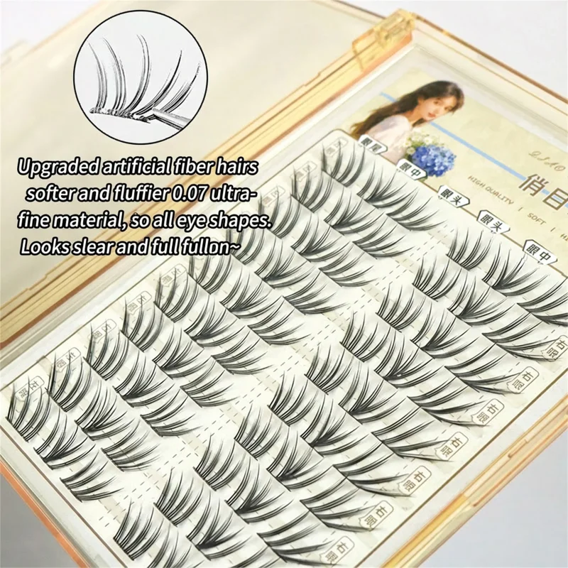 Französische weiche, leichte künstliche Wimpern, natürlicher Look, segmentiertes Design, fliegende, flauschige künstliche Wimpern für Frauen, Augenwimpern-Make-up