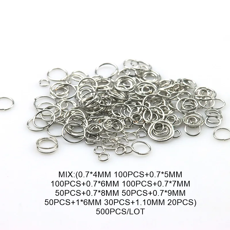 Diametro filo di rodio da 0,7 mm Anello di salto in rodio Connettore ad anello diviso Multi-dimensione Dimensioni miste Creazione di gioielli fai da te Connettore accessorio