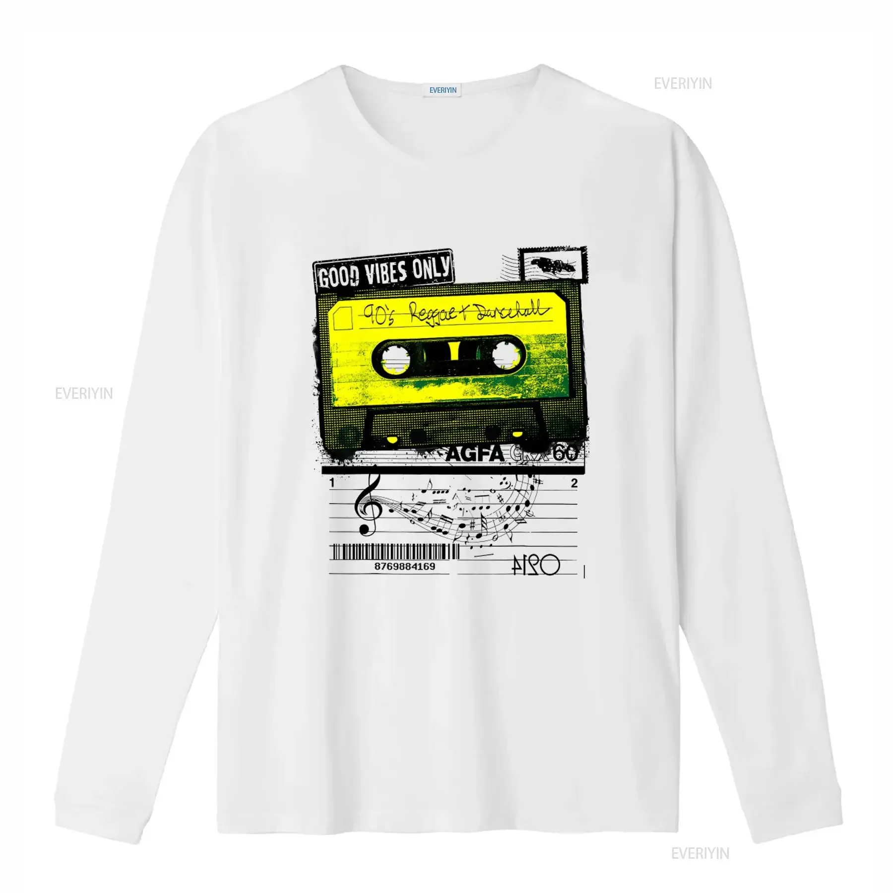 1990s Reggae Dancehall Music Vintage Summer Style Adult Small T Shirt with Cassette Tape Notes Print vintage Washed Stylish