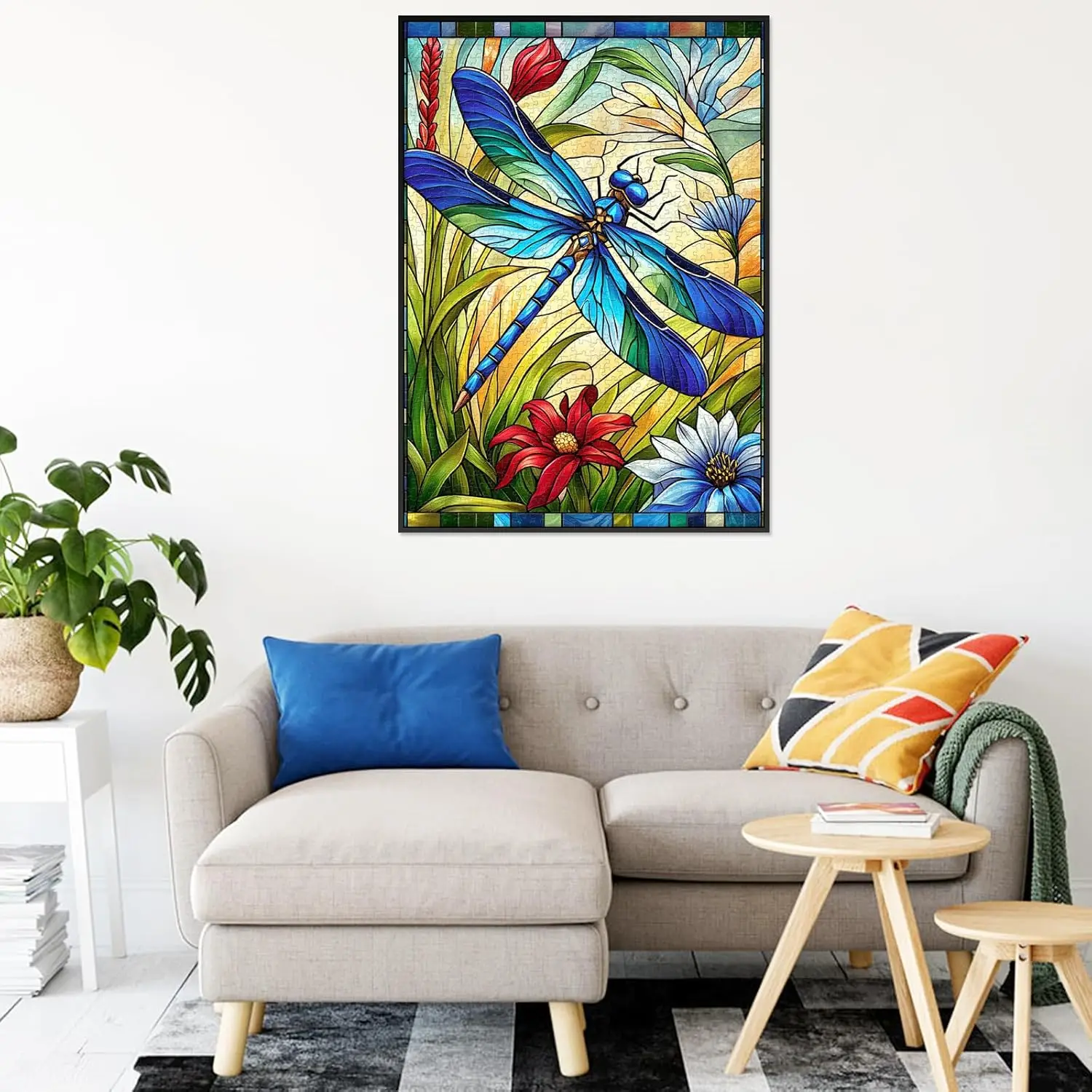 Rompecabezas de papel de 1000 piezas, rompecabezas de libélula de cristal colorido para adultos, alivio del estrés, actividad relajante, regalo perfecto