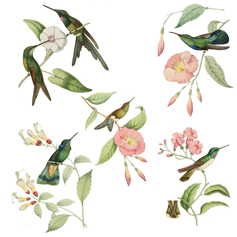 Three Ratels QC486 Classic elegant and beautiful handmade flower and bird art wall sticker toilet decal