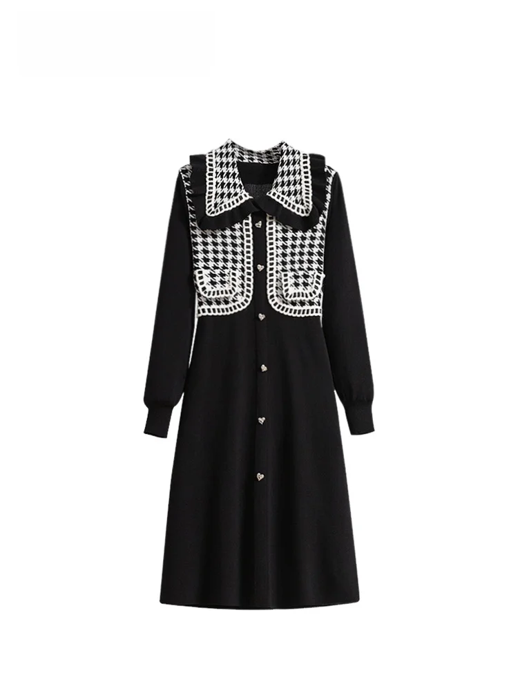 

Длинное све Dr больших размеров, женское корейское зимнее платье миди из полиэфирного волокна с шикарным рукавом Fraance Sle