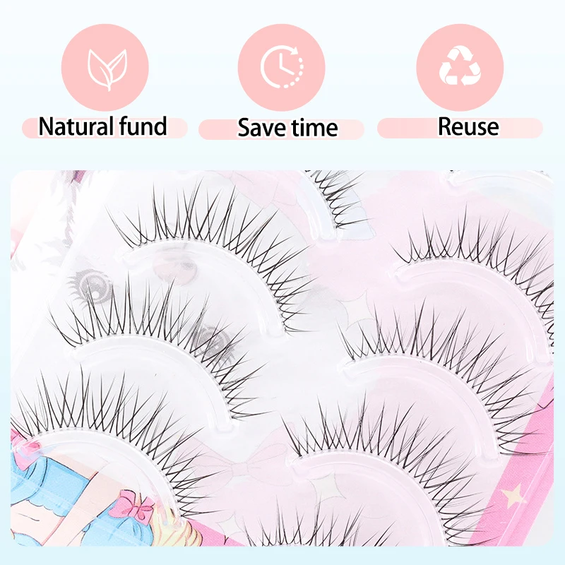 Realistici 5 paia Manga Beauty Cross Ciglia finte corte Ciglia finte in fibra artificiale Comode per le donne