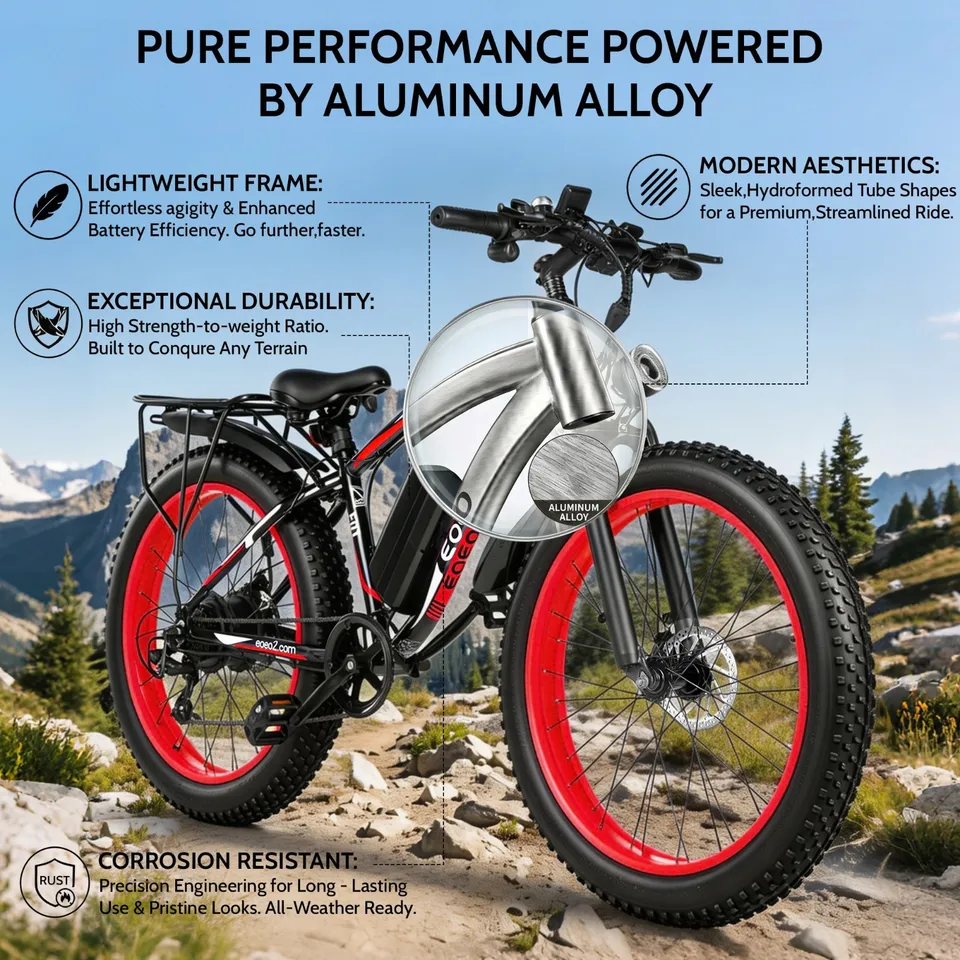 1500W Electric Bike for Adult 60Mile 34MPH 26'' Fat Tire E-Mountain Bicycle image 9
