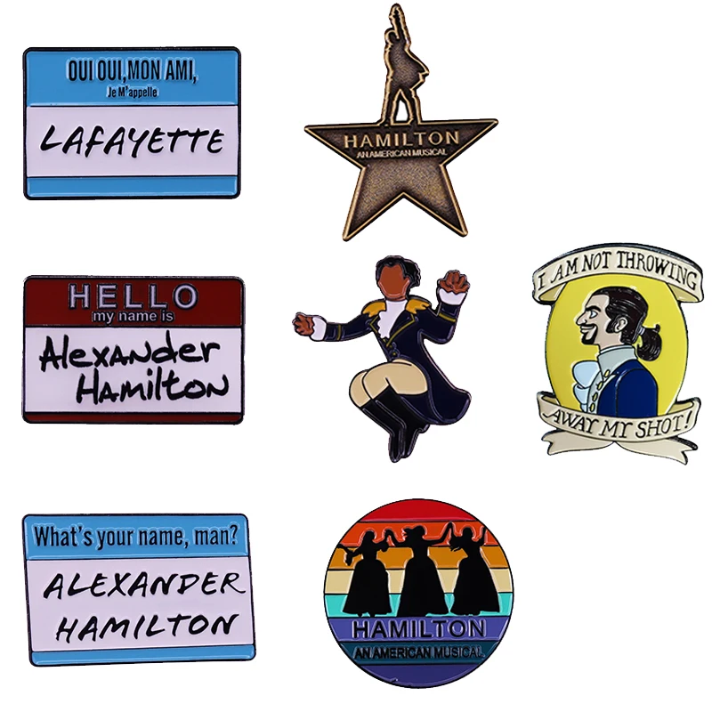 Great Musical HamiltonS Enamel Pins Collection Alexander Name Tag Lafayette Interlude Schuyler Sisters Brooch