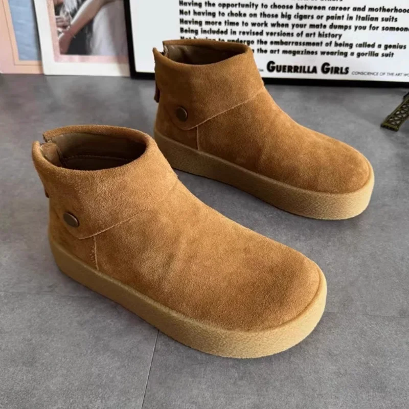 

Women Sneakers Flats Casual Ankle Boots Fashion Suede 2025 Trend Sports Walking Shoes Winter New Running Cozy Snow Botas Zapatos