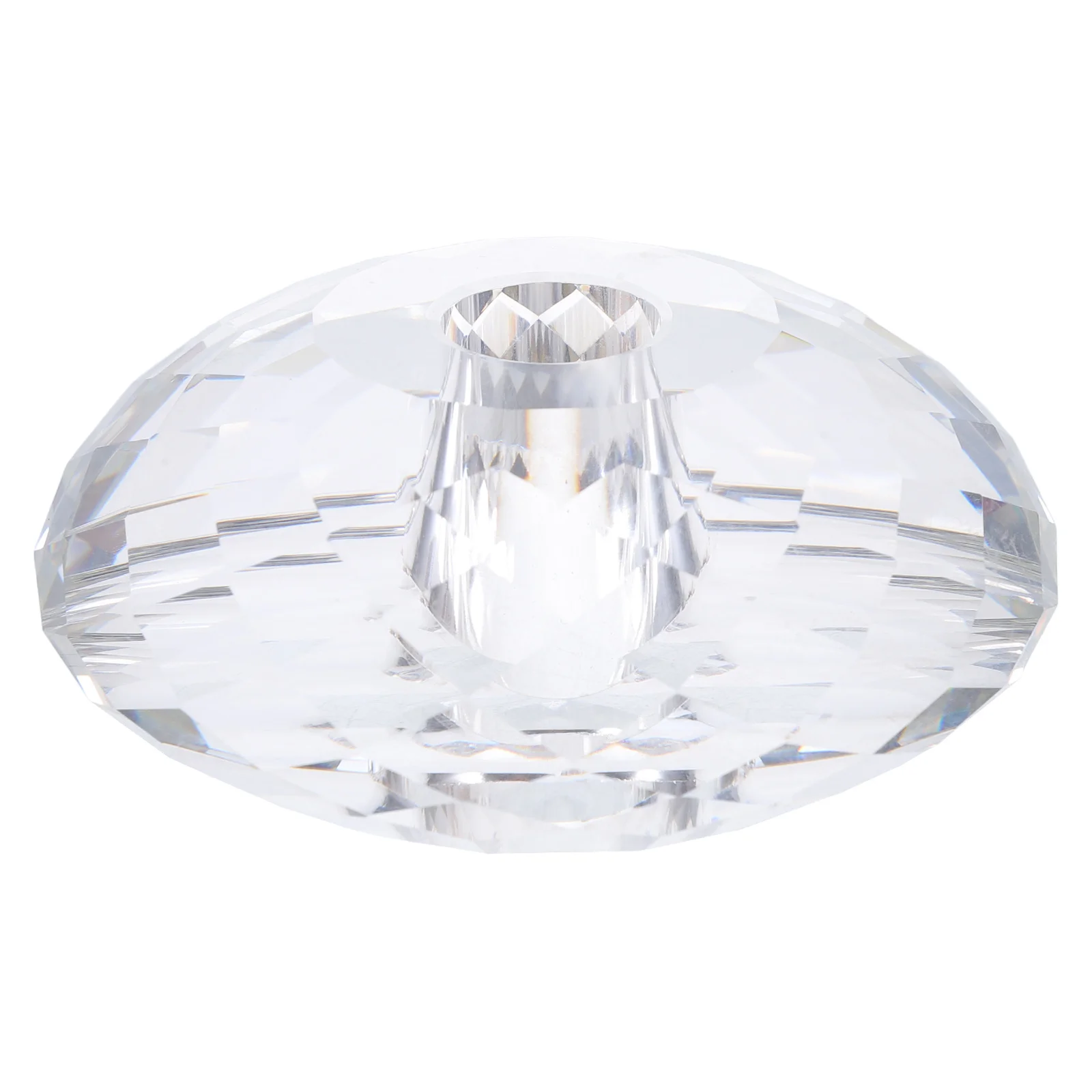 

Clear Crystal Fountain Pen Holder 3.14 Inch Round Pencil Display Stand for Desk Office Desktop Decoration Transparent Single Pen