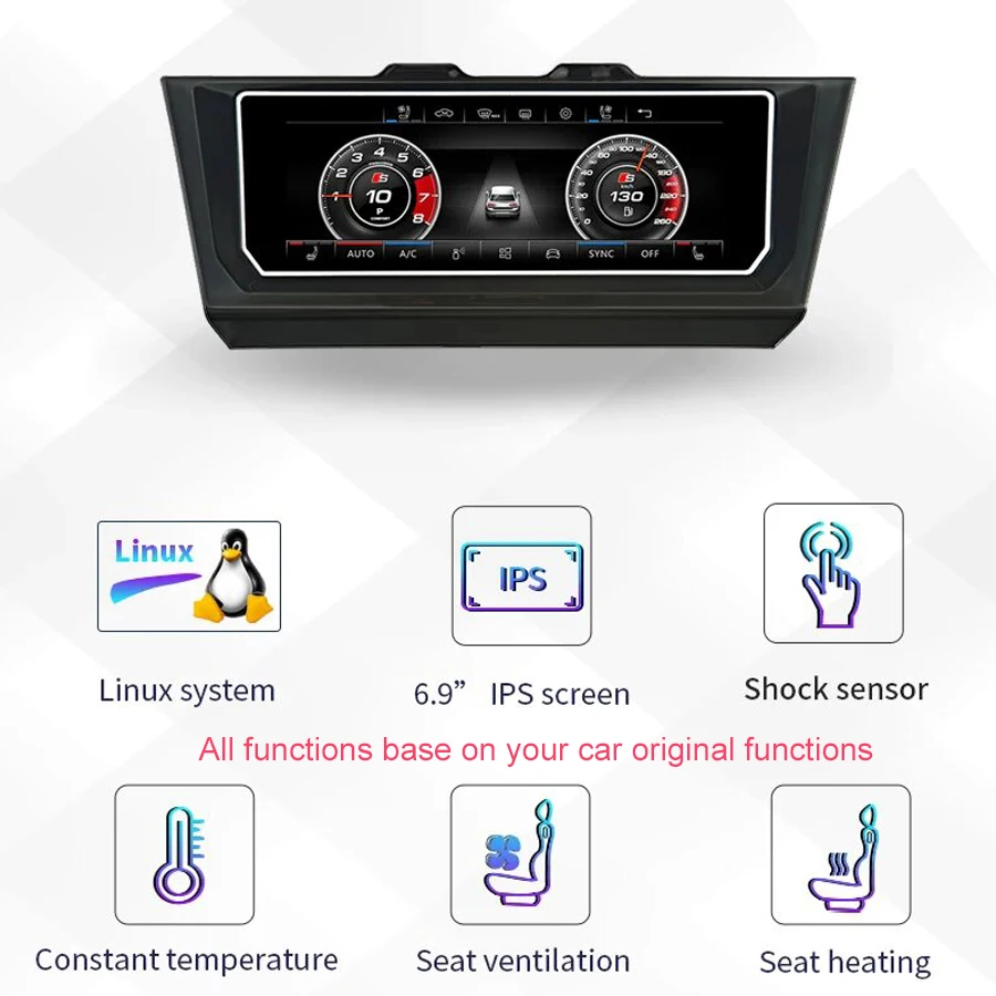 For VW Golf 6 7 Tiguan Passat B7 B8 CC Variant Jetta Air Conditioning Digital A/C Heater Climate Control Touch Screen 6.9''Inch