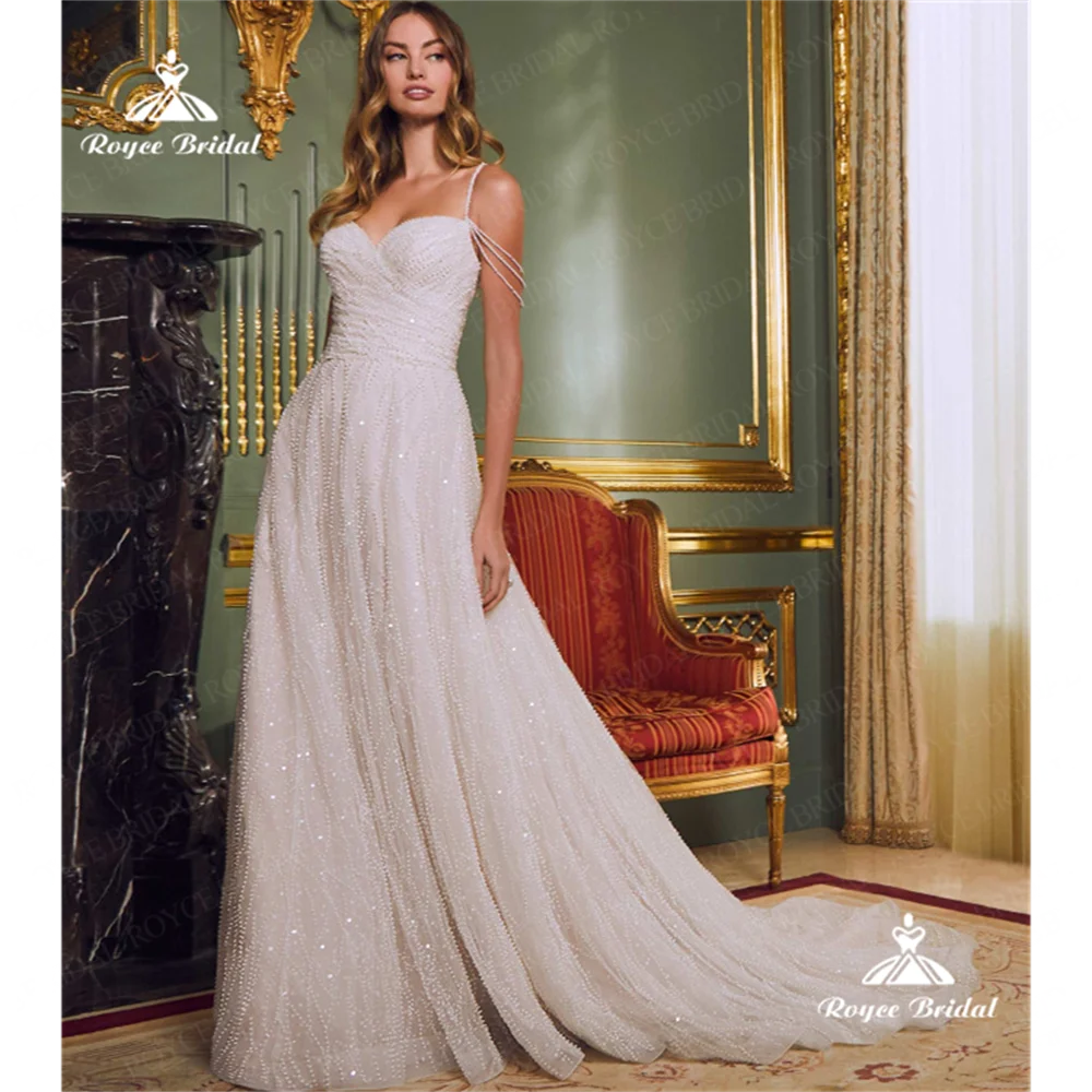 Roycebridal V Neck A Line Wedding Dress 2025 Court Train Wedding Gown Customizedwedding party dressفساتين سهراتvestido noivavest