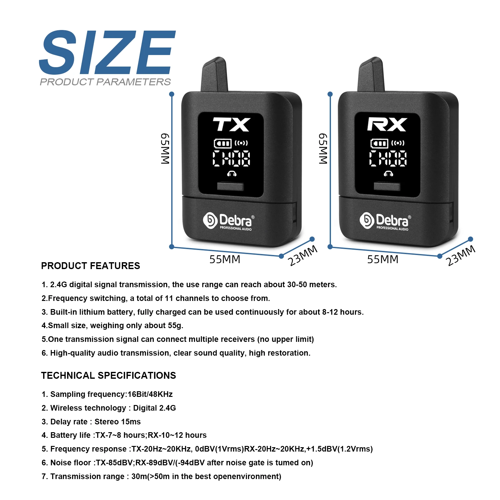 Debra ST-MINI Audio Stereo UHF IEM نظام مراقبة لاسلكي داخل الأذن قابل لإعادة الشحن لأداء مرحلة البث المباشر للموسيقى