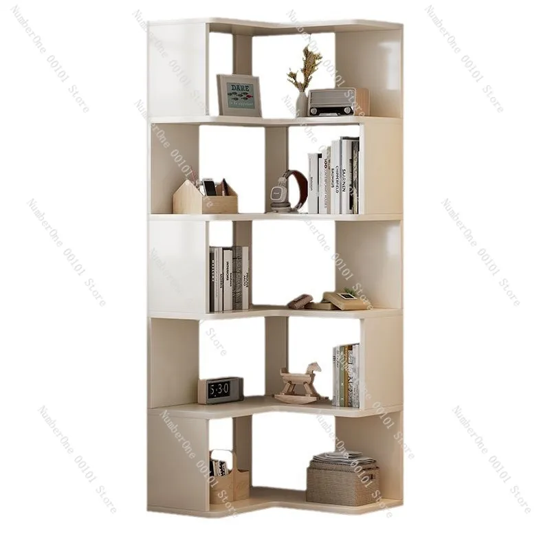 Corner Cabinet, Multi-layer Solid Wood Storage Rack for Living Room, Floor-standing or Wall-mounted Bookshelf for Corner Storage