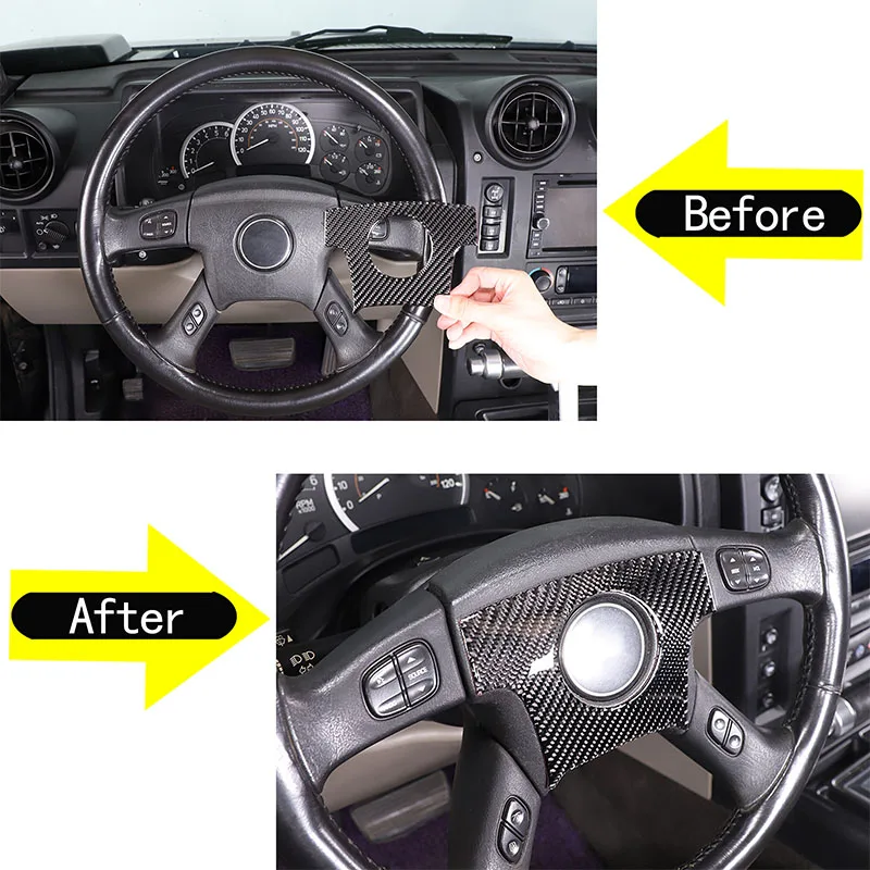 

For Hummer H2 2003 2004 2005-2007 Soft Carbon Fiber Car Steering Wheel Logo Panel Sticker Decoration Interior Car Accessories