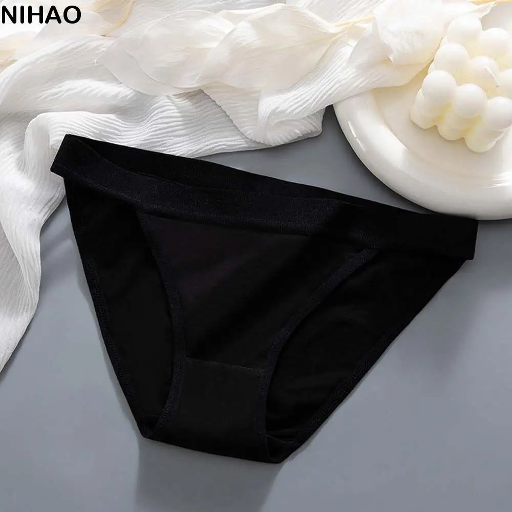 

Breathable Korean Low Waist Panties Girl Summer Solid Color Cotton Panties Pure Color Briefs Sexy Panties Women Intiates