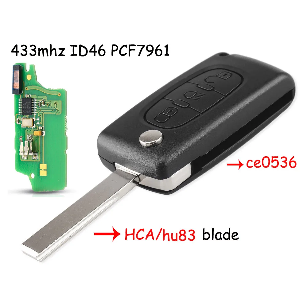 KEYYOU 2/3 Tasten Remote Key Fob Für Peugeot 207 307 407 408 308 Für Citroen C4 C2 FRAGEN 433Mhz ID46 PCF7941 VA2/HCA Klinge
