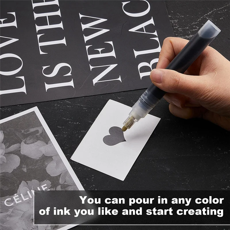 Spidol cat kosong isi ulang 6 kosong pena cat isi ulang spidol grafiti ujung halus spidol akrilik untuk lukisan minyak