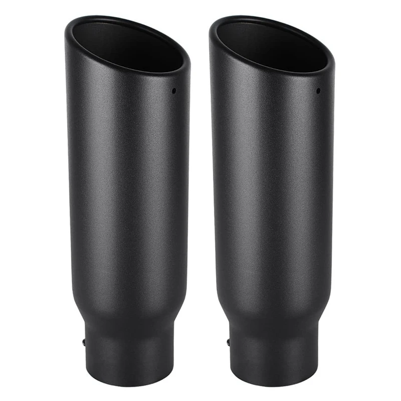 2X 3 Inch Black Exhaust Tip, 3 Inch Inside Diameter Exhaust Tailpipe Tip For Truck, 3 X 4 X 12 Inch Bolt/Clamp On Design