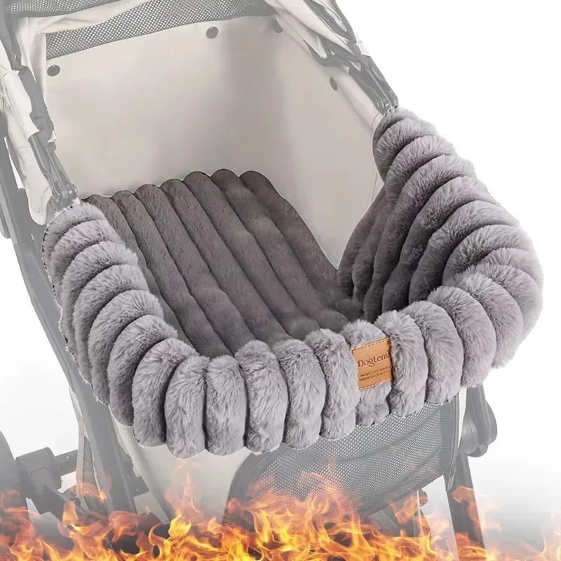 Cozy Foldable Portable Fleece Liner for Pet Strollers-Winter Bedding Insert Non-Slip & Warm for Dogs/Cats Fits Most Strollers