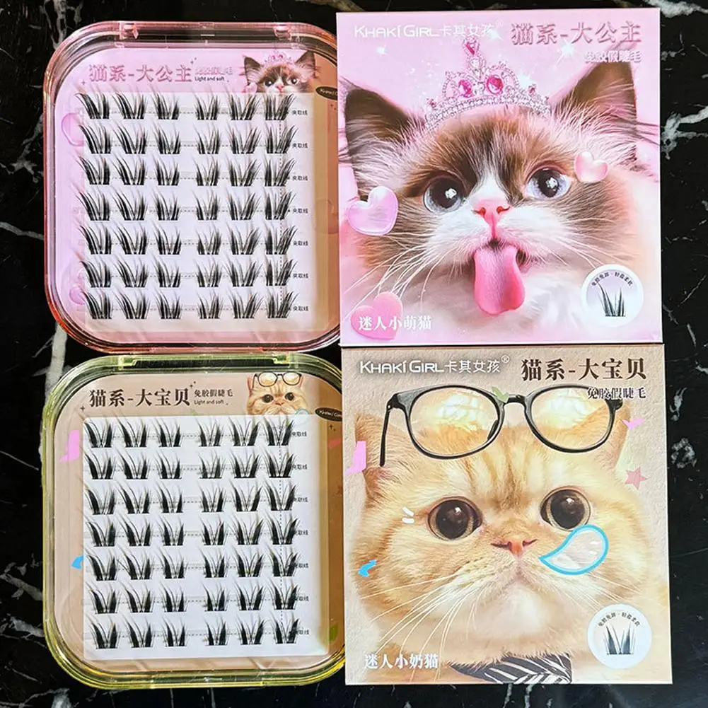 رموش صناعية خالية من الغراء واقعية طبيعية كسول نمط كوميدي مجموعة واحدة مجزأة رموش سميكة للفتيات