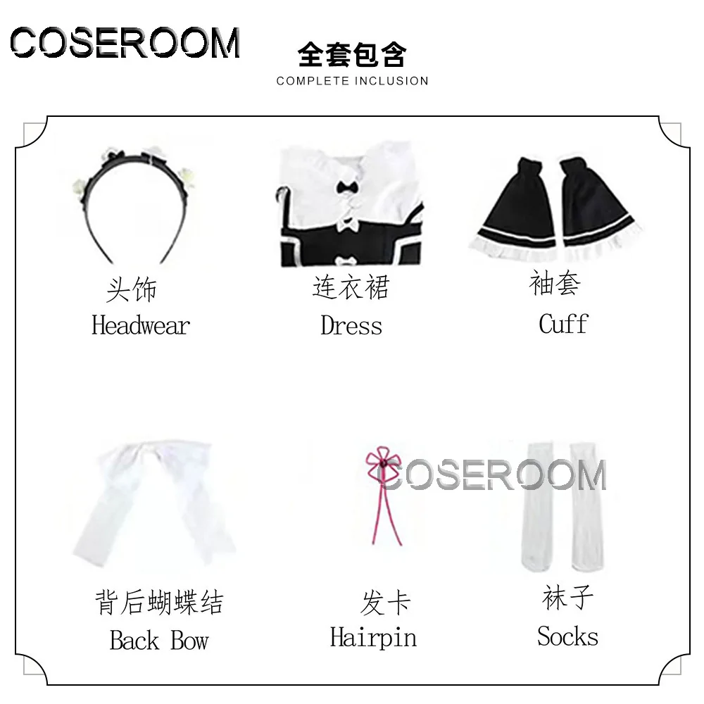 Re Zero Kara Hajimeru Isekai Seikatsu Kawaii Rem Dress Ram Cosplay Costume Wigs Halloween Maid Dress Party for Women Gilrs view 5