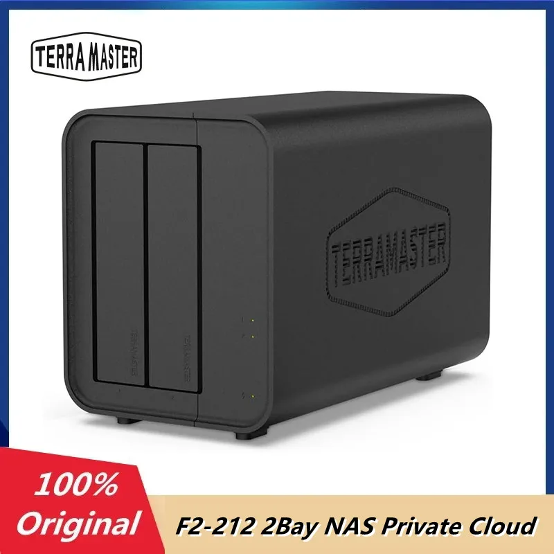 TERRAMASTER F2-212 2Bay NAS Quad Core CPU DDR4 RAM Personal Private Cloud Home Network Attached Storage (Diskless)