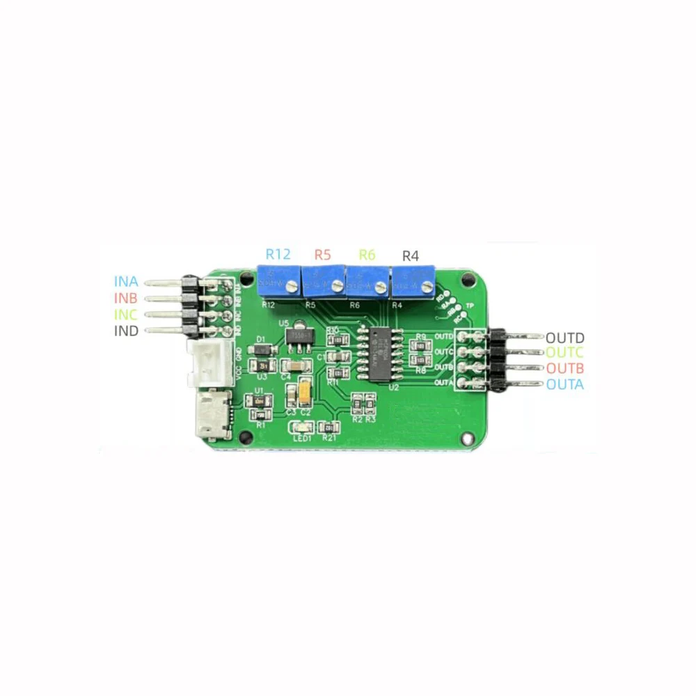 Taidacent 1CH 4CH Ohm to Volt Converter Resistance to Voltage for FSR Flex Flexible Thin Pressure Sensor Data Aquisition Board