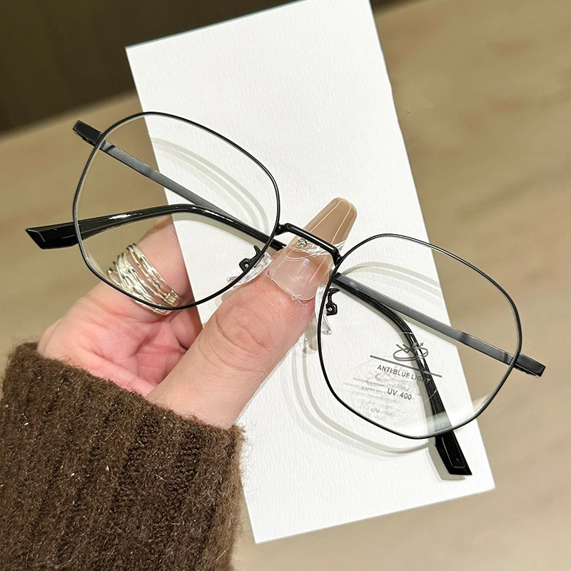 New Retro Anti-blue Light Glasses Myopia Glasses Frame Women's Literary Polygonal Glasses Frame Men Myopia Glasses MH9034
