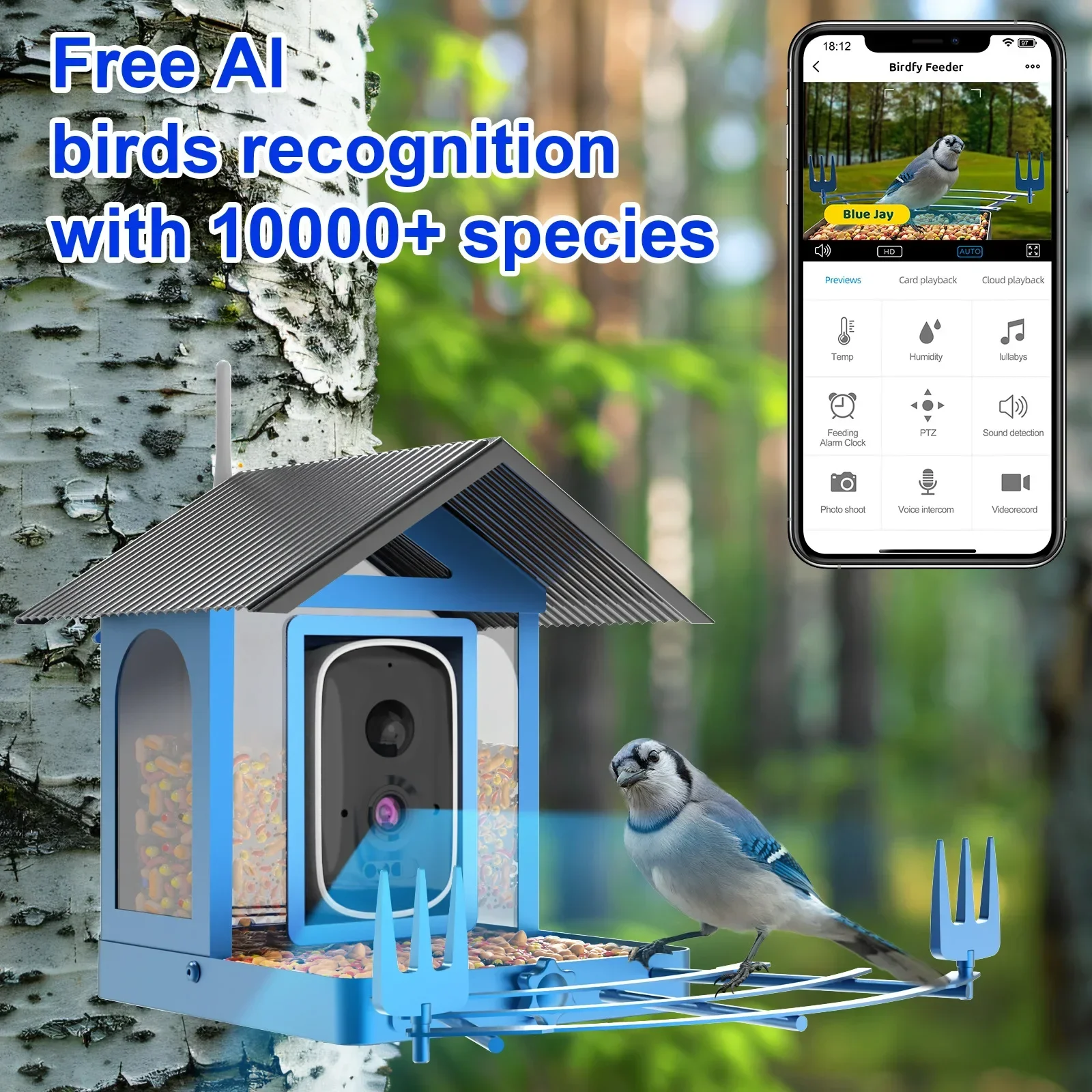 

Intelligent Iron Shell Bird Feeder Identification 10000 + Bird IP66 Rainproof Double Light Night Vision Bird Feeder Customized