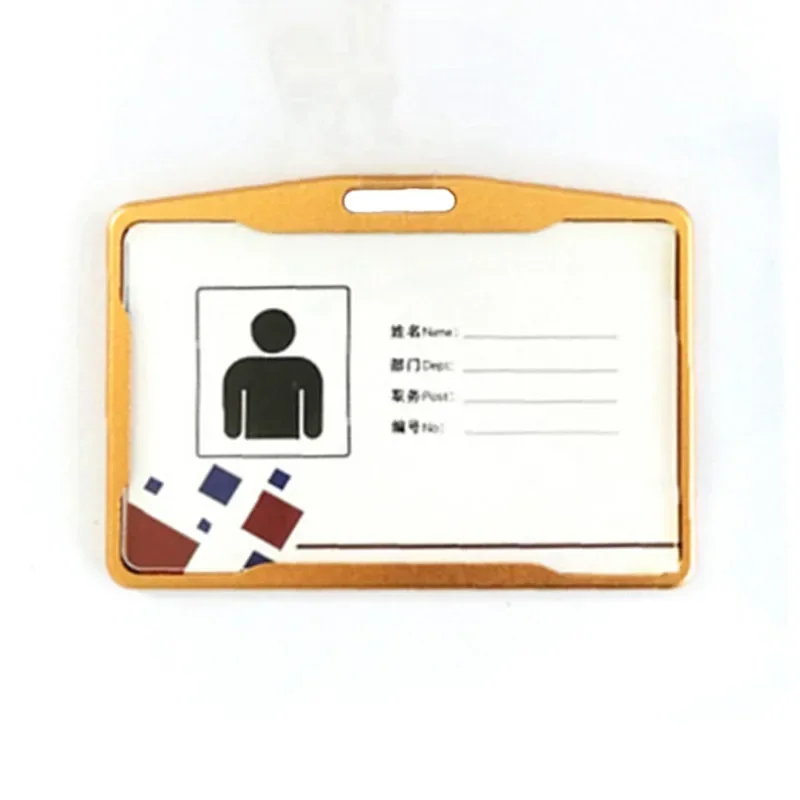 Porte-carte de permis de travail en alliage d'aluminium, porte-badge nominatif, étui en métal, couverture de manchon, étiquette d'identification du personnel, 2 pièces par ensemble