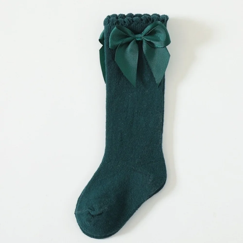 

new Bow Leg Warmers Red Green Cotton Hosiery Middle Tube Socks Autumn and Winter