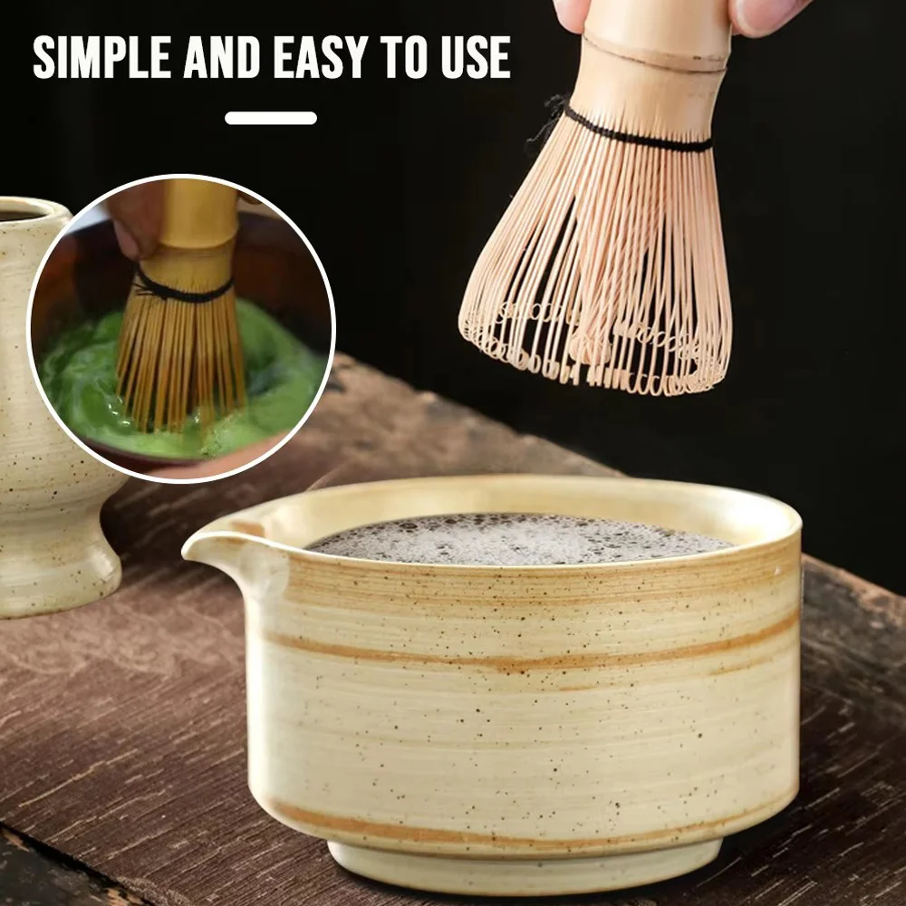 4pcs/set Japanese Matcha Tea Set Ceramic Matcha Teaware Kit Includes Matcha Bowl Whisk Teaspoon Matcha Whisk Stand Tea Tools