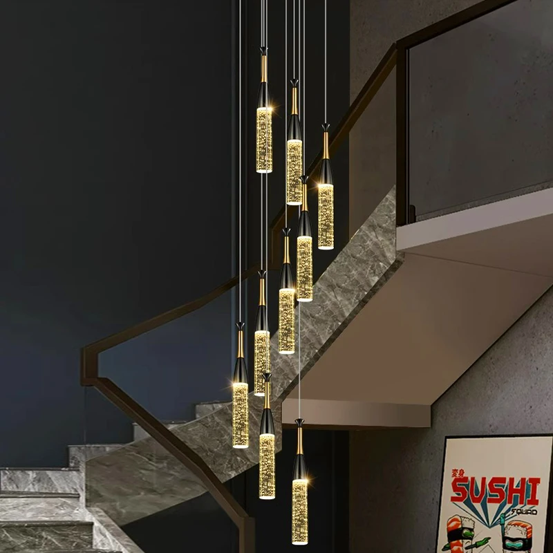 

Modern Stairs Long Pendant Light Luxury Bubble Hanging Light Living Room Led Chandelier Dining Room Pendant Lamp Indoor Lighting