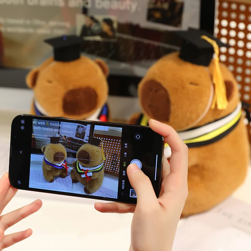 20/25 ซม.การ์ตูน Graduation Capybara ที่ถอดออกได้ Doctoral หมวก Capybara สัตว์บรรจุของเล่นตกแต่งบ้านของขวัญเด็กหญิง