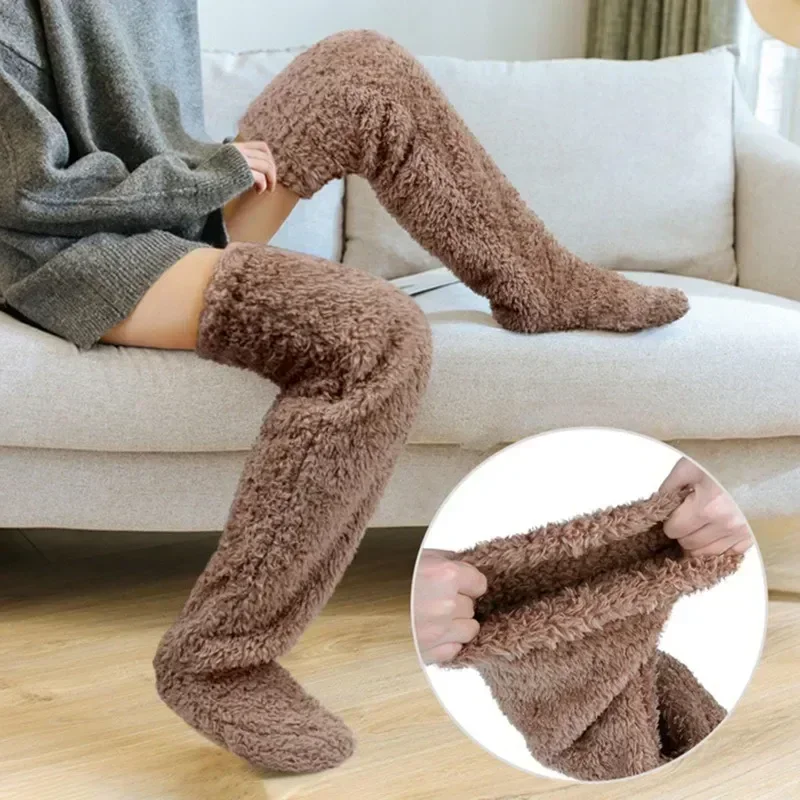 Boot Kids Women High Living Socks Office Fuzzy Thigh Room Plush Knee Leg Legging Warmers Over For Stocking