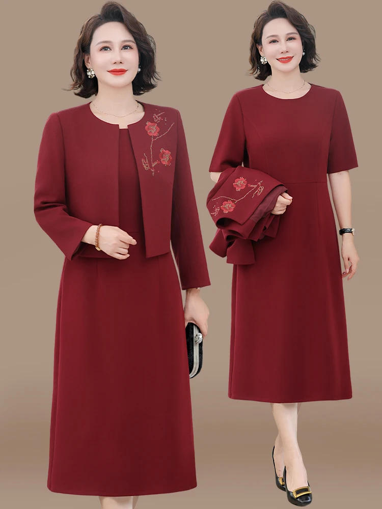 

Ele Dr Wedding Guest Dr Spring Autumn Faionable Loose Fit Embroidered Mid-Length Midi Dr for Women o...