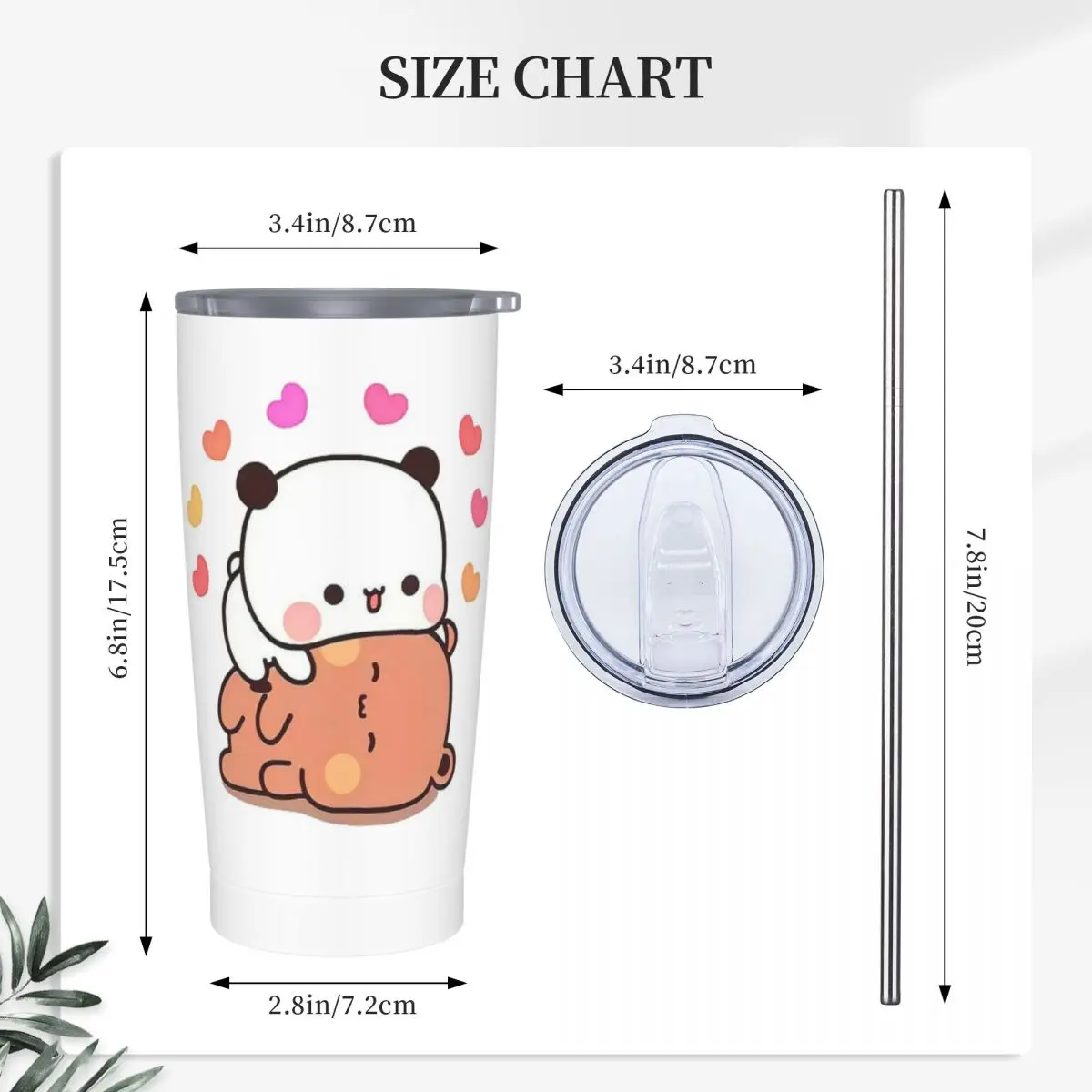 Peach And Goma Bubu Dudu Balloon Stainless Steel Tumbler Vacuum Insulated Mug Thermal Cold Bottle Straws With Lid 20oz