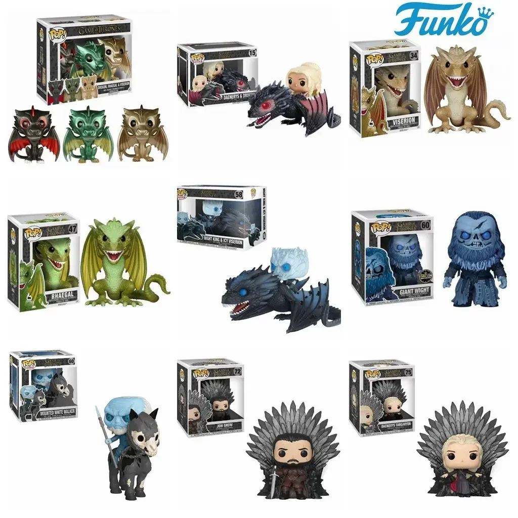 FUNKO POP TV Game of  NED STARK Thrones 02# Daenerys Drogon 15# Rhaegal Night King Mounted White Walker 60#  Figures Model Toys